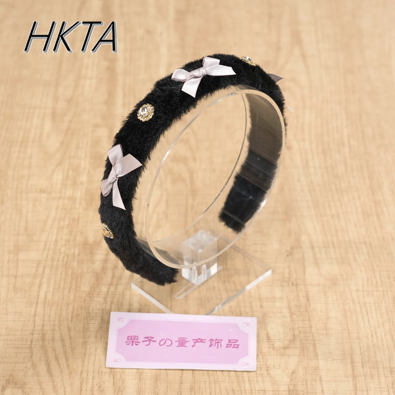 

Japanese Handmade Headband Mine Series Imitation Mink Rhinestone Bow Hairpin Furry Autumn Winter New Girl Headgear Accessories