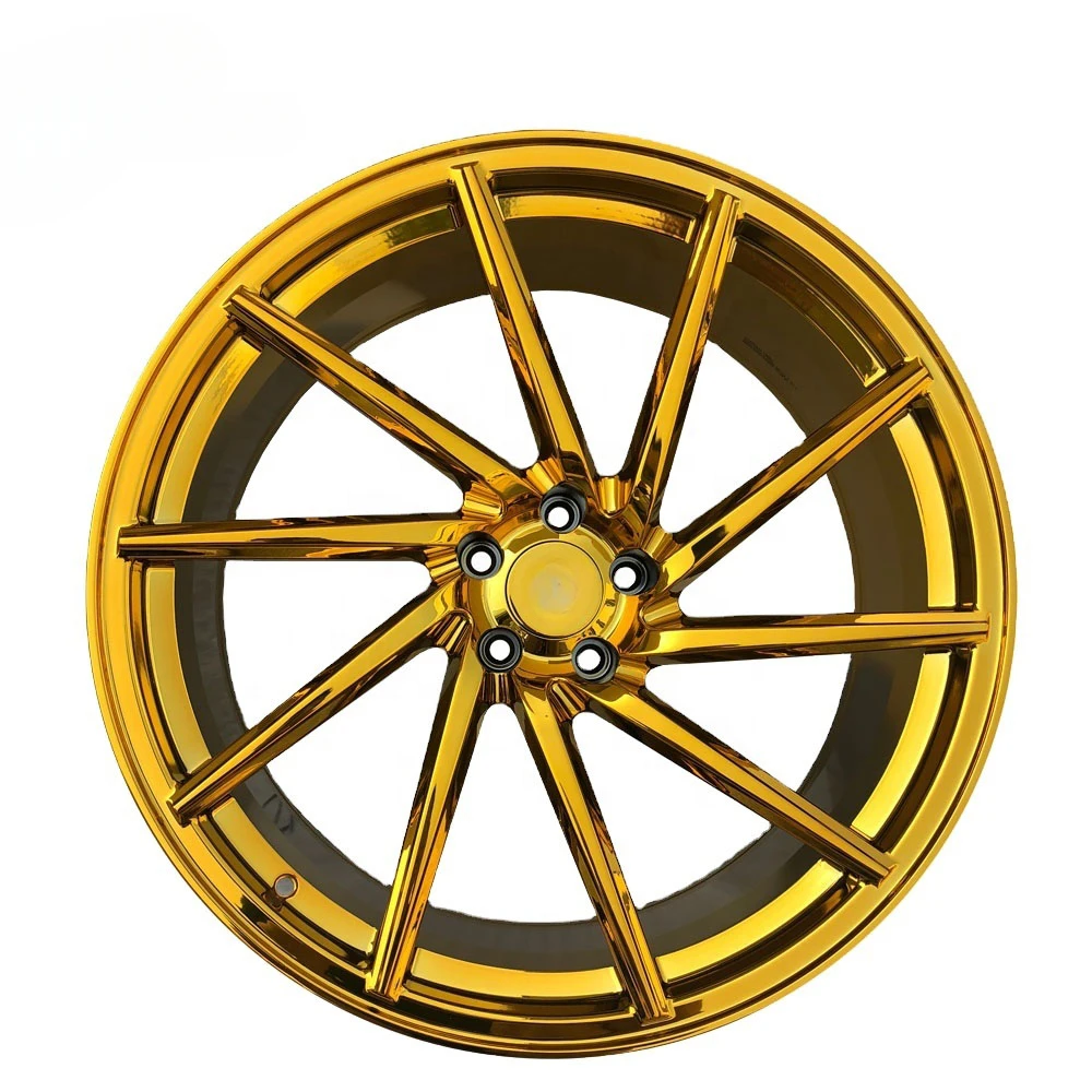 

custom high polish golden chrome multiple spoke 19 20 21 22 24 26 inch sport car wheel rims