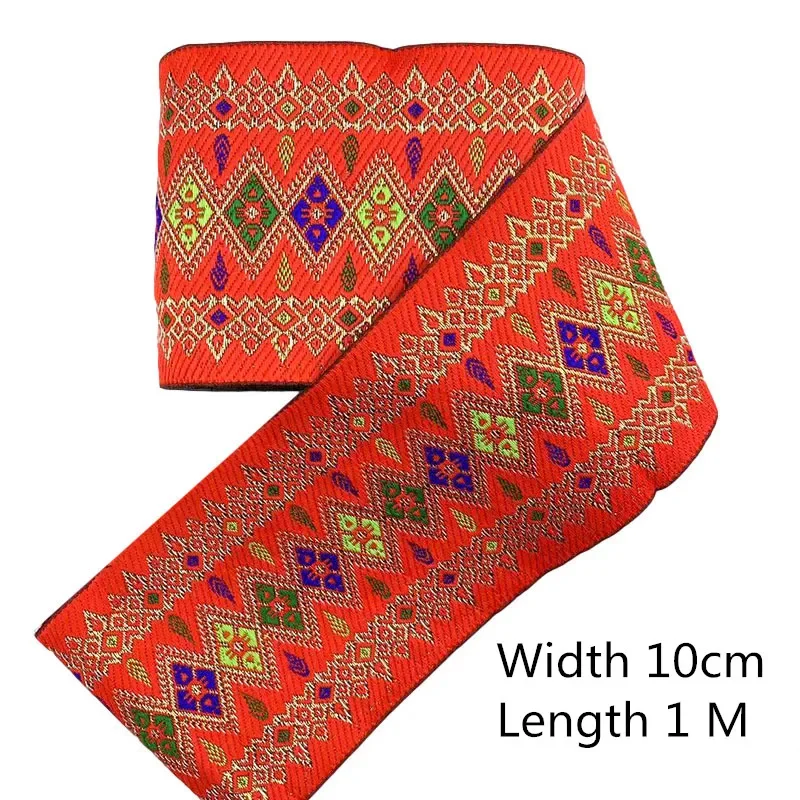 Ethnic Trim Embroidered Webbing, DIY Handmade Sewing Ribbons, Clothing Decorative, 1m