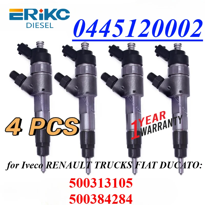 4PC 0445120002 Common Rail Injector 500384000 Fuel Sprayer for Iveco RENAULT TRUCKS FIAT DUCATO 500313105 500384284