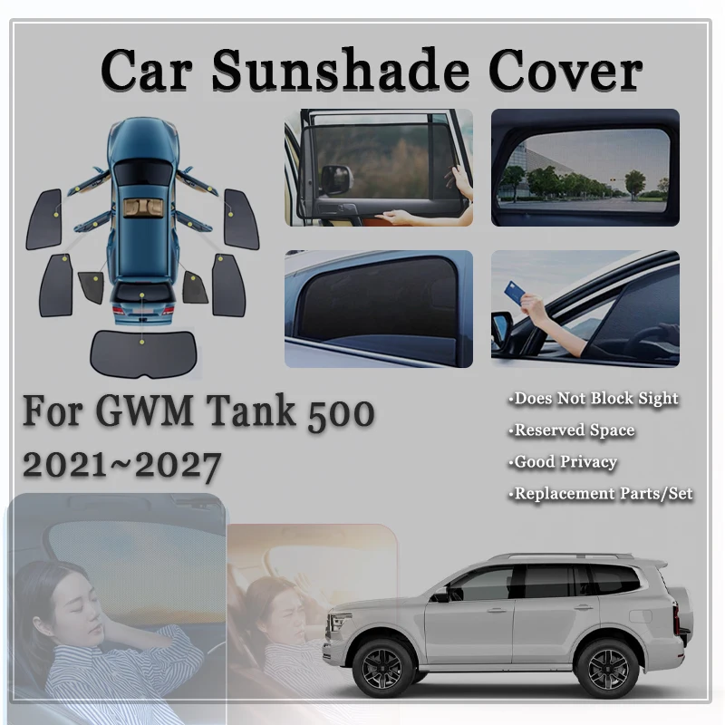 Car Sunshade Pad For GWM Tank 500 P03 2021 2022 2023 2024 2025 2026 2027 Anti-UV Magnetic Sun Shade Visor Cover Auto Accessories