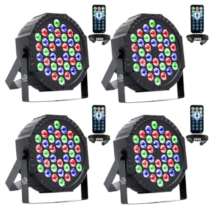 

Strobe 36 DJ LED Par Light, RGB Party Lights with Sound Activated Remote DMX Control DJ Dance Uplighting for Christmas Hallowee