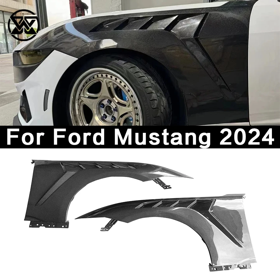 

For Ford Mustang 2024 Carbon Fiber Side Fenders Air Vent Trim Cover Splitter Replacement Body Kit Accessories