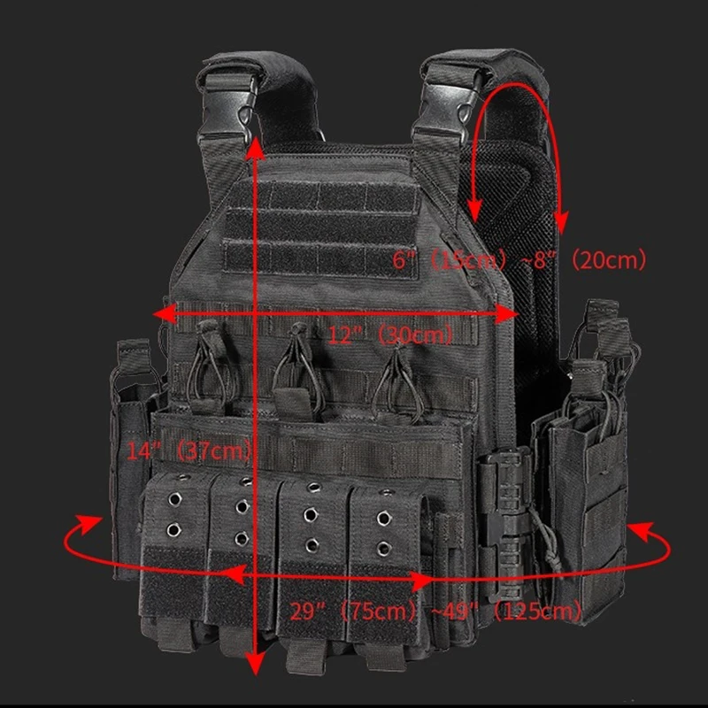 1000D Nylon Plate Tactical Vest Outdoor Hunting Military Combat Armor Vest Adjustable Modular CS Training Molle Vest