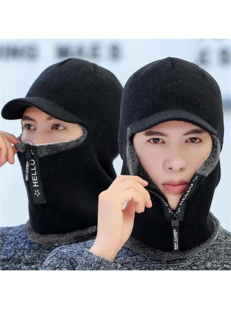 AliExpress NONE Knitted Pullover Hat Unisex Winter Polyester Fiber Windproof Hat Outdoor Cycling Warm and Cold-proof Ear Protection Hats