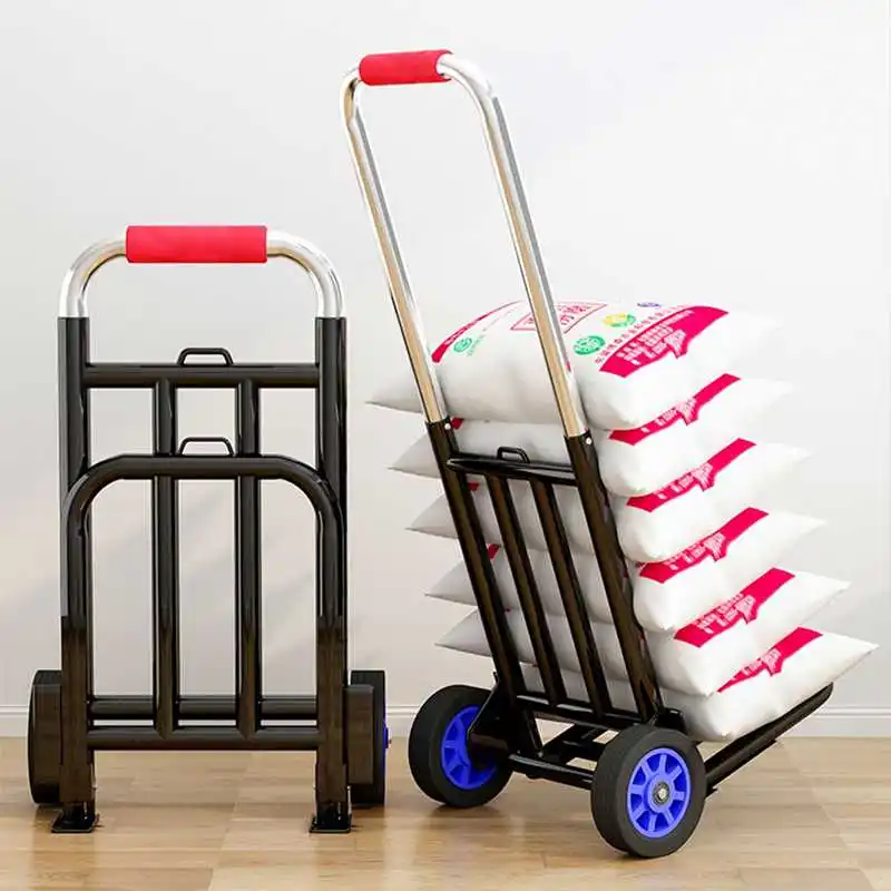 1Pcs Portable Folding Telescopic Trolley Home Handling Lightweight 2-Wheel Trailer Labor-Saving Shopper Trolley Moving Trolley