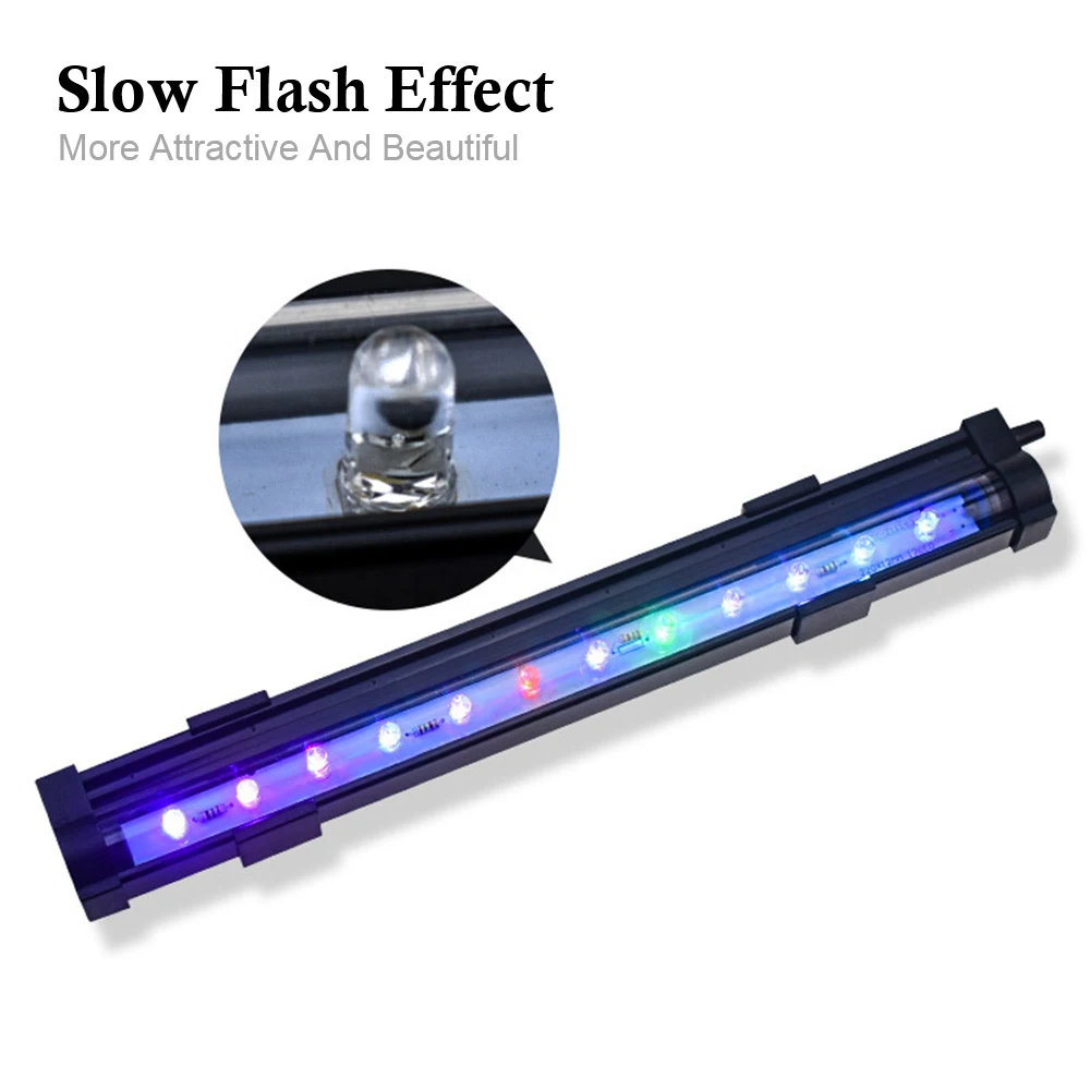 Fish Tank Decor Lighting Lamp EU Plug Slow Flash Colorful LED  Bubble Light Suction Cup Aquarium Light Strip Waterproof