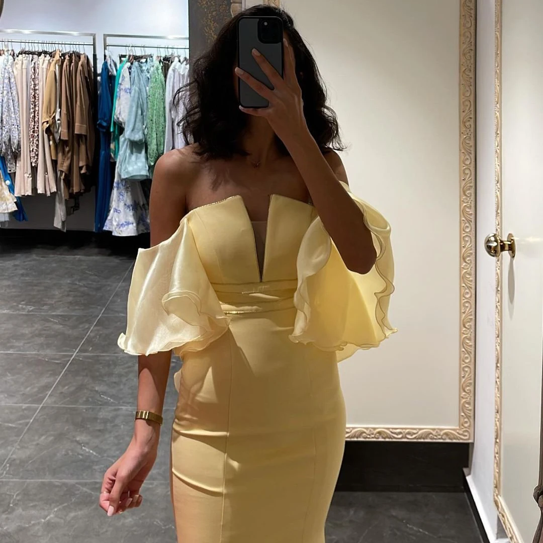 Thinyfull Sexy Prom Evening Dresses Off Shoulder Side Slit Floor Length Party Dress Short Sleeve Mermaid Cocktail Gown Plus Size