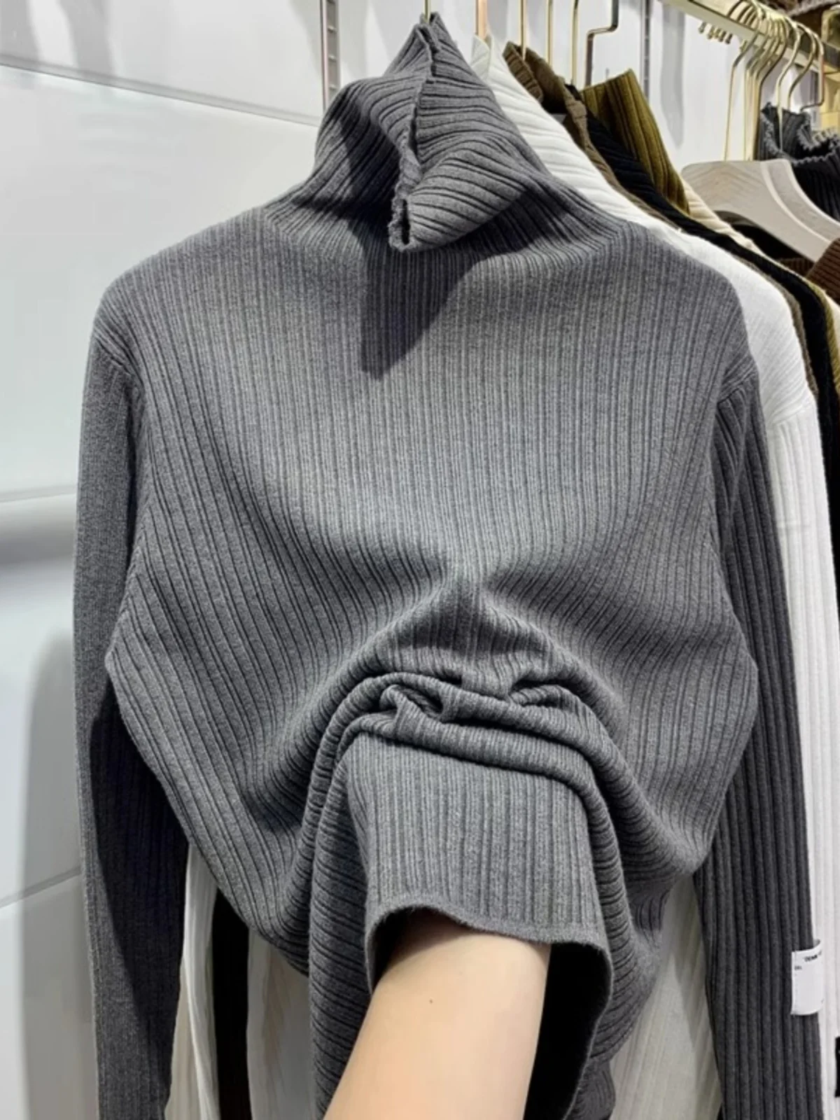 2024 Nuovo Autunno Inverno di Grandi Dimensioni 300 Pou A Righe Collo Alto da Uomo Allentato Casual Faionable Strato Base Maglione Abbigliamento Interno