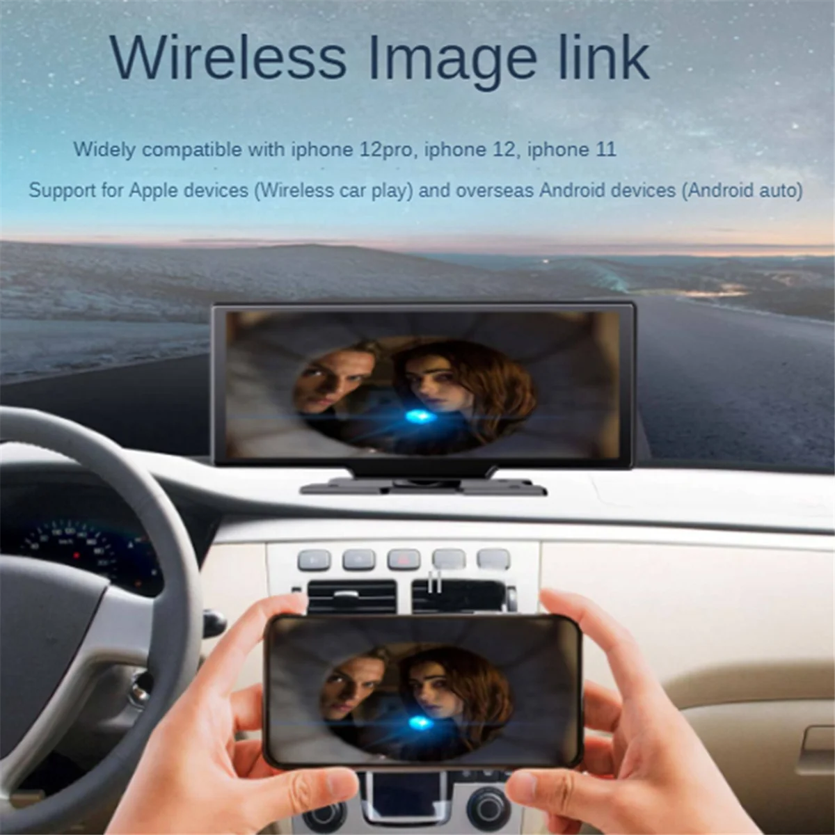 

Unique Car Wireless CarPlay Screen, Portable 10.26-Inch IPS Android Auto Wireless Car Screen, Driving Recorder Without Camera