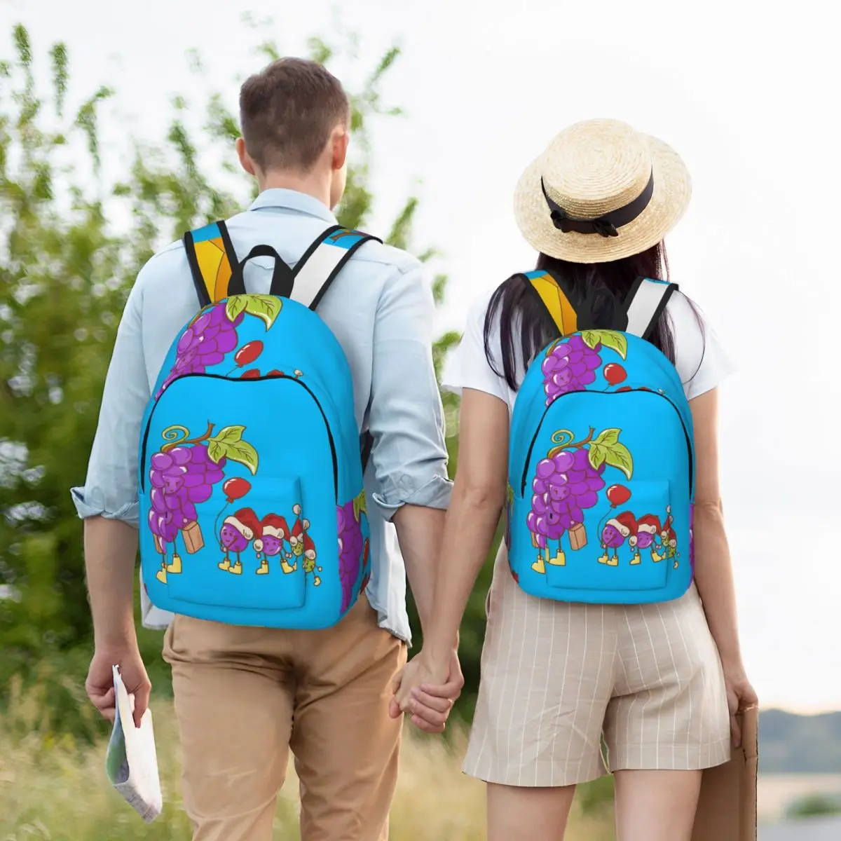 

Grape Christmas Shopping Backpack Student Boys Girls BookBag Kids School Bag Computer Shoulder Bags for Men Women