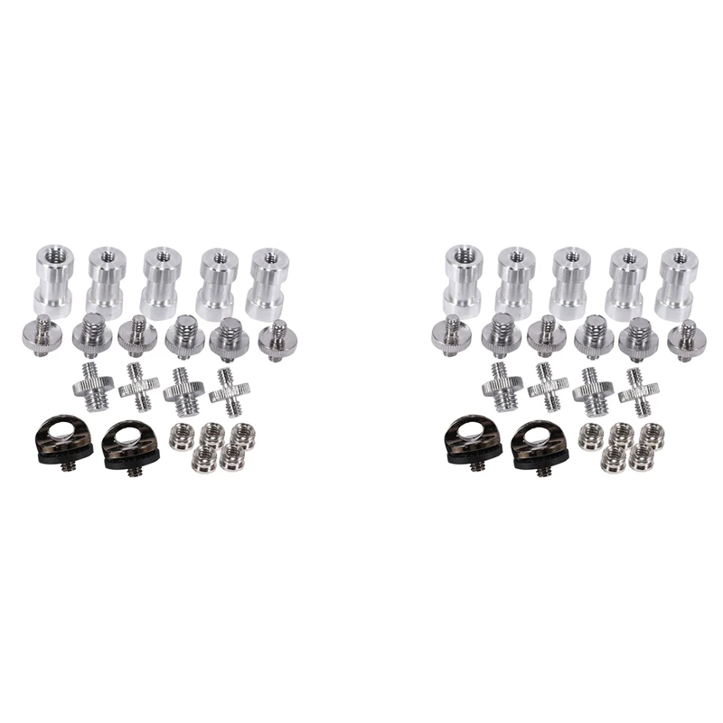 New Camera Screws, 44 Pcs Converter Threaded Screws Adapter Mount Set Camera/Tripod/Monopod/Light Stand