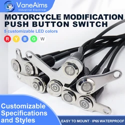 Motorcycle Handlebar Switch On Off Metal Waterproof Momentary Latching Motorbike Button for Start Stop Brake Horn Hazard Light