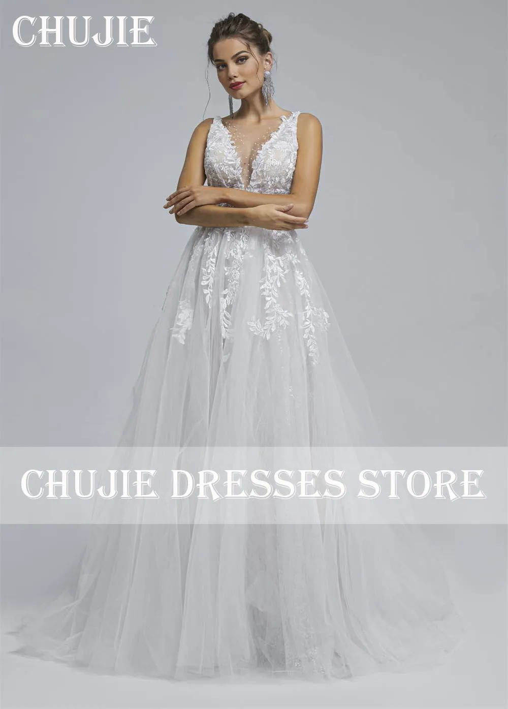 Profundo decote em v rendas apliques vestidos de casamento feminino uma linha plissado vestidos de noiva elegante personalizado vestido de noiva novia