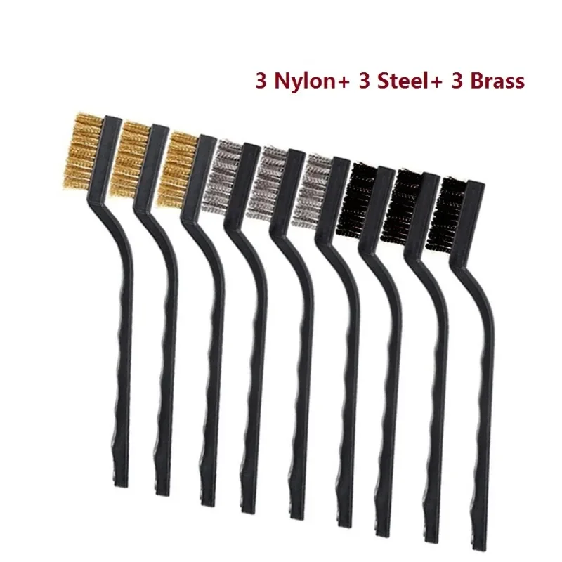 3/6/10pcs Gas Stove Cleaning Brushes Kitchen Range Hood Brush Copper Wire Stainless Steel Nylon Wire Brush Kitchen Cleaning Tool