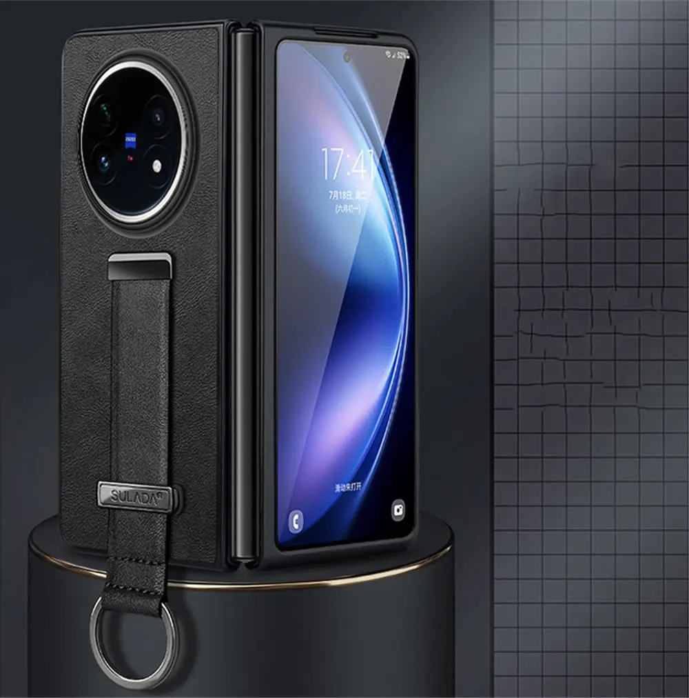 

Тонкий чехол премиум-класса из искусственной кожи для Vivo X Fold5, чехол-держатель для браслета с кольцом на ощупь