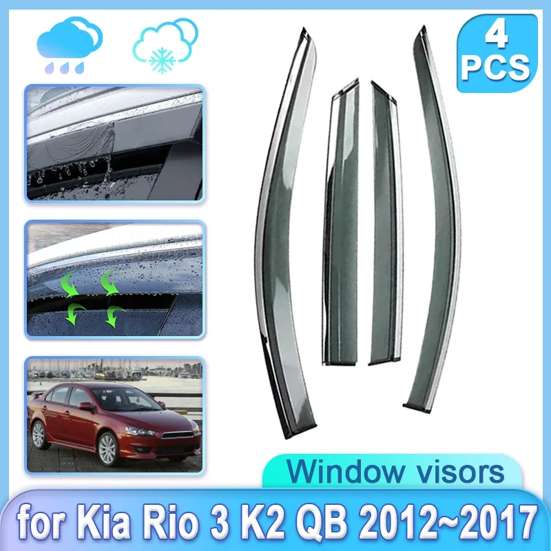 4x Car Window Door Visor for Kia Rio 3 K2 QB 2012 2013 2014 2015 2016 2017 Hatchback Guard Weathershield Door Visor Accessories