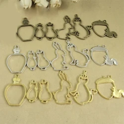 10pcs/lot animals bottle shape magic bar Metal Frame Pendant Gold Charm Bezel Setting Cabochon UV Resin Charm jewelry Findings B