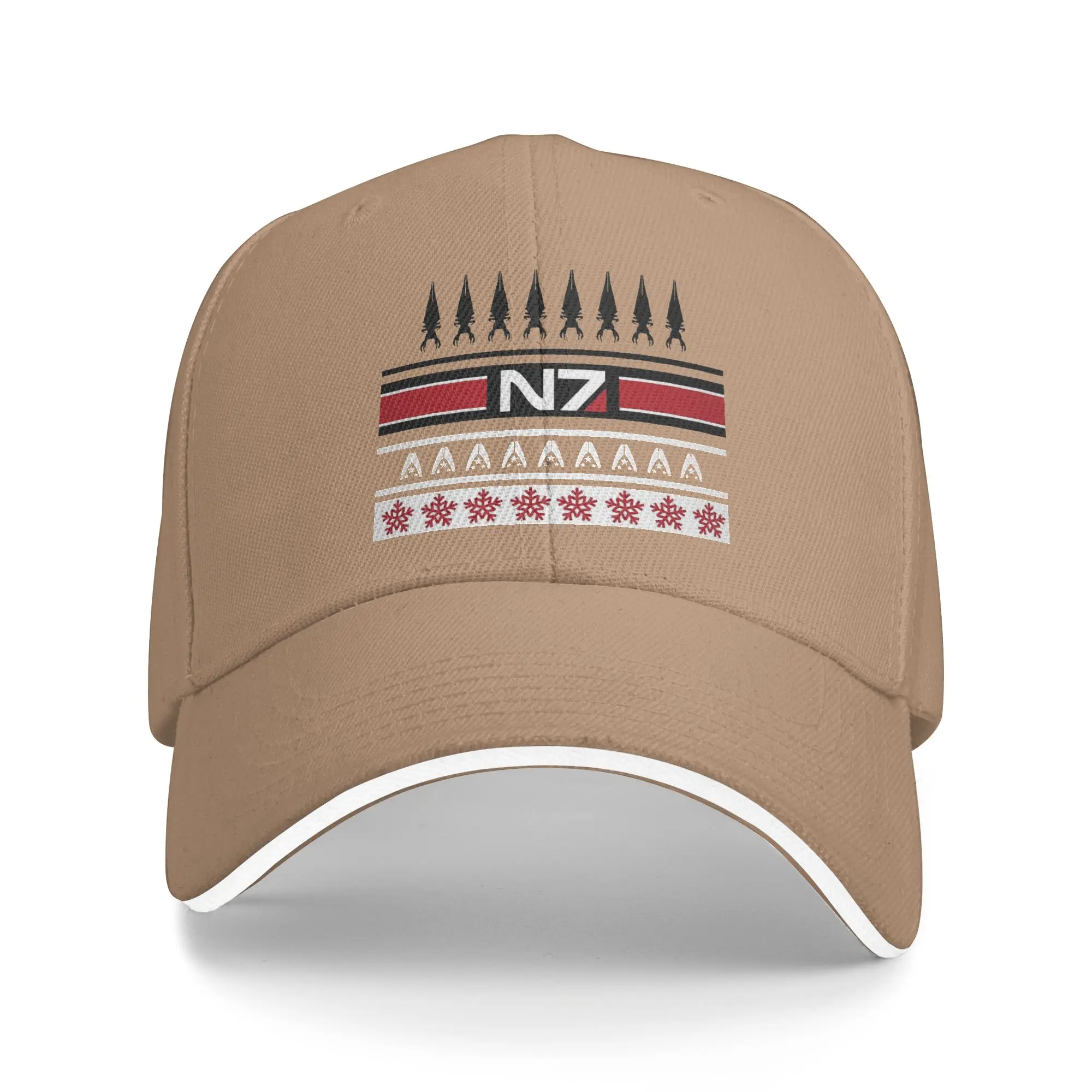 Transparent Mass Effect Christmas Design Baseball Cap Casual Mass Effect N7 Sandwich Hat Unisex Adjustable Caps Hat Travel Gift