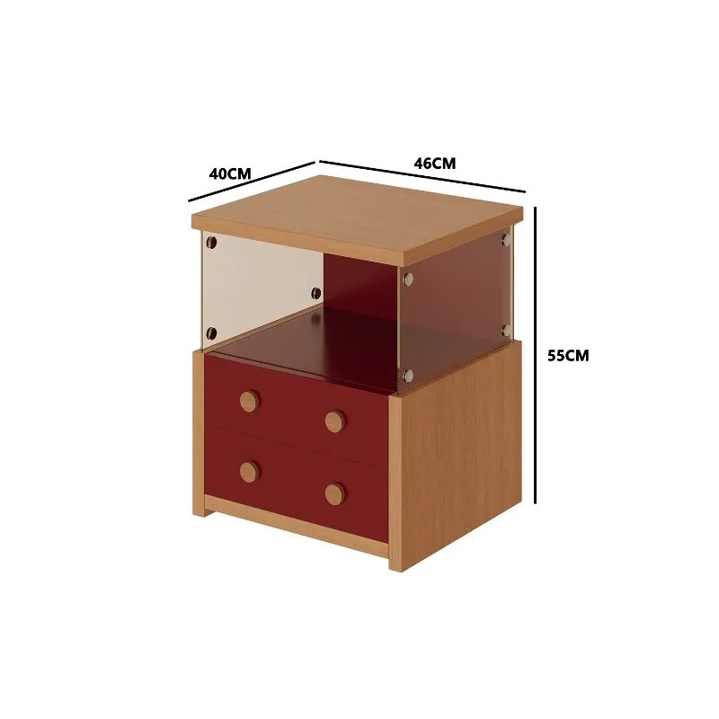 Valley and log simple bedside table, small apartment bedroom bedside table against the wall cabinet glass storage cabinet