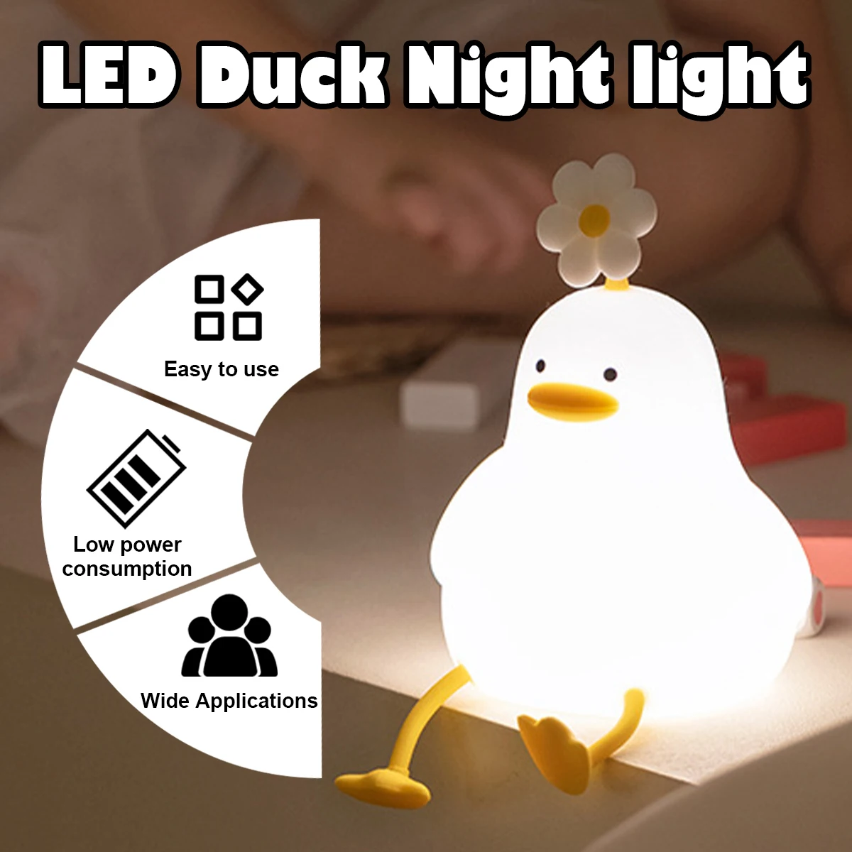 

Led Night Light Duck Animal Lamp Silicone Kid Cartoon Sensor Dimming Timing Bedside Children Usb For Cute Childrens Animals Gift