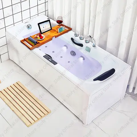 가족 및 아파트용 다기능 아크릴 욕조, 양면 스커트, 왼쪽 스커트, 액세서리 포함 욕실 가구