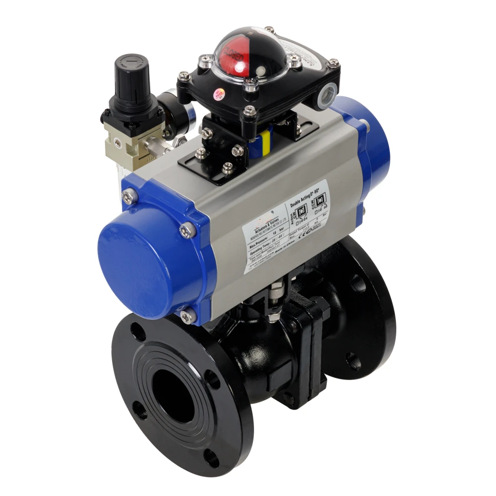 WCB ball  valve with  pneumatic actuator (90 degree movement) position monitoring switch box& air filter regulator as optional