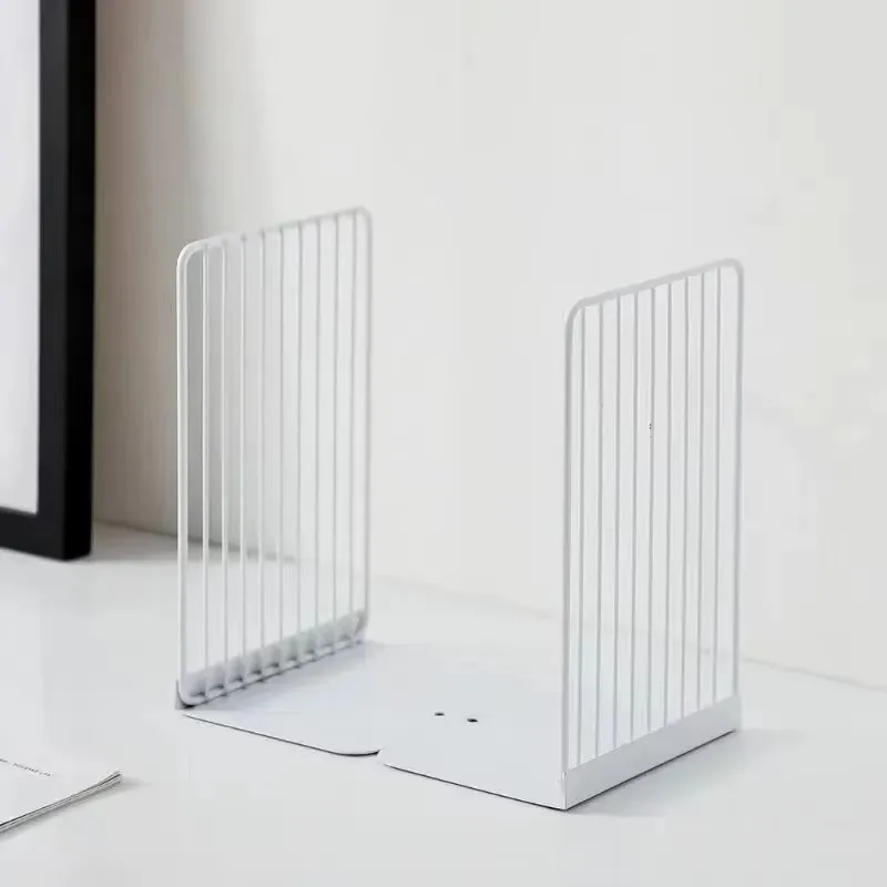 1 Pair Bookends Book Stand Support Simple Iron Desktop Non Slip Rack Shelf Holder Office Magazine Organizer