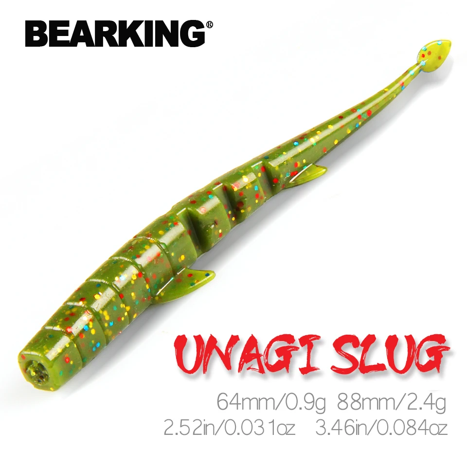 BEARKING UNAGI Slug  Soft Lures 64mm 88mm Fishing Artificial Lures Silicone Bass Pike Minnow Swimbait Jigging Plastic Baits Worm