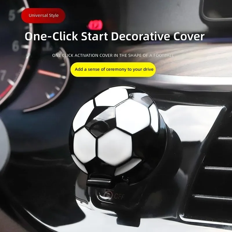 Car One Click  Protective Cover Keyless Start Decorative Sticker Universal Football Ignition Switch Button Protector Accessories