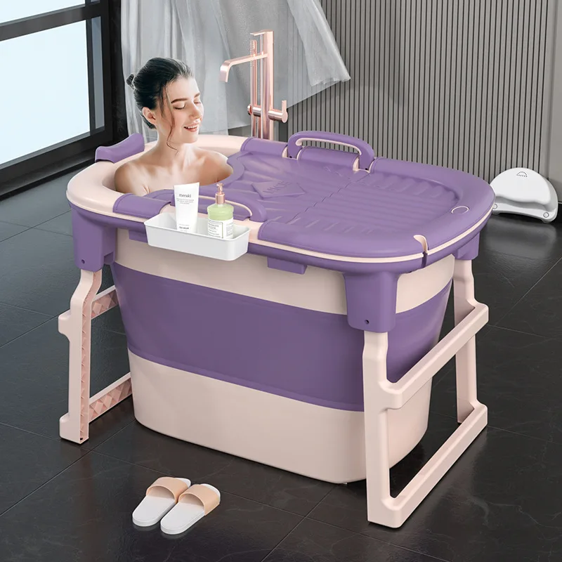 

Factory direct sales folding tub adult large bath bucket can sit and lie down heightened household bathtub bath basin wholesale