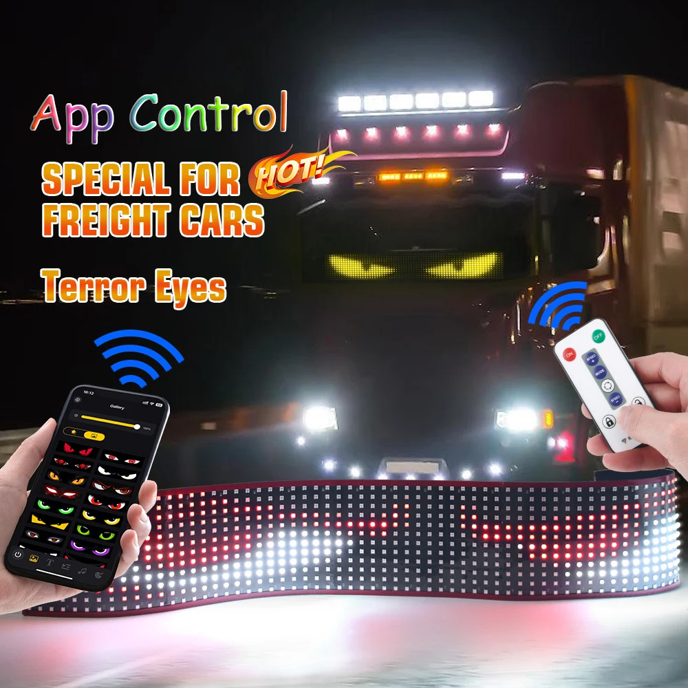 

Devil's Eye Truck Sign App/Remote Control Scrolling Animation LED Matrix Pixel Panel DIY Display Light for Car Truck Windshield