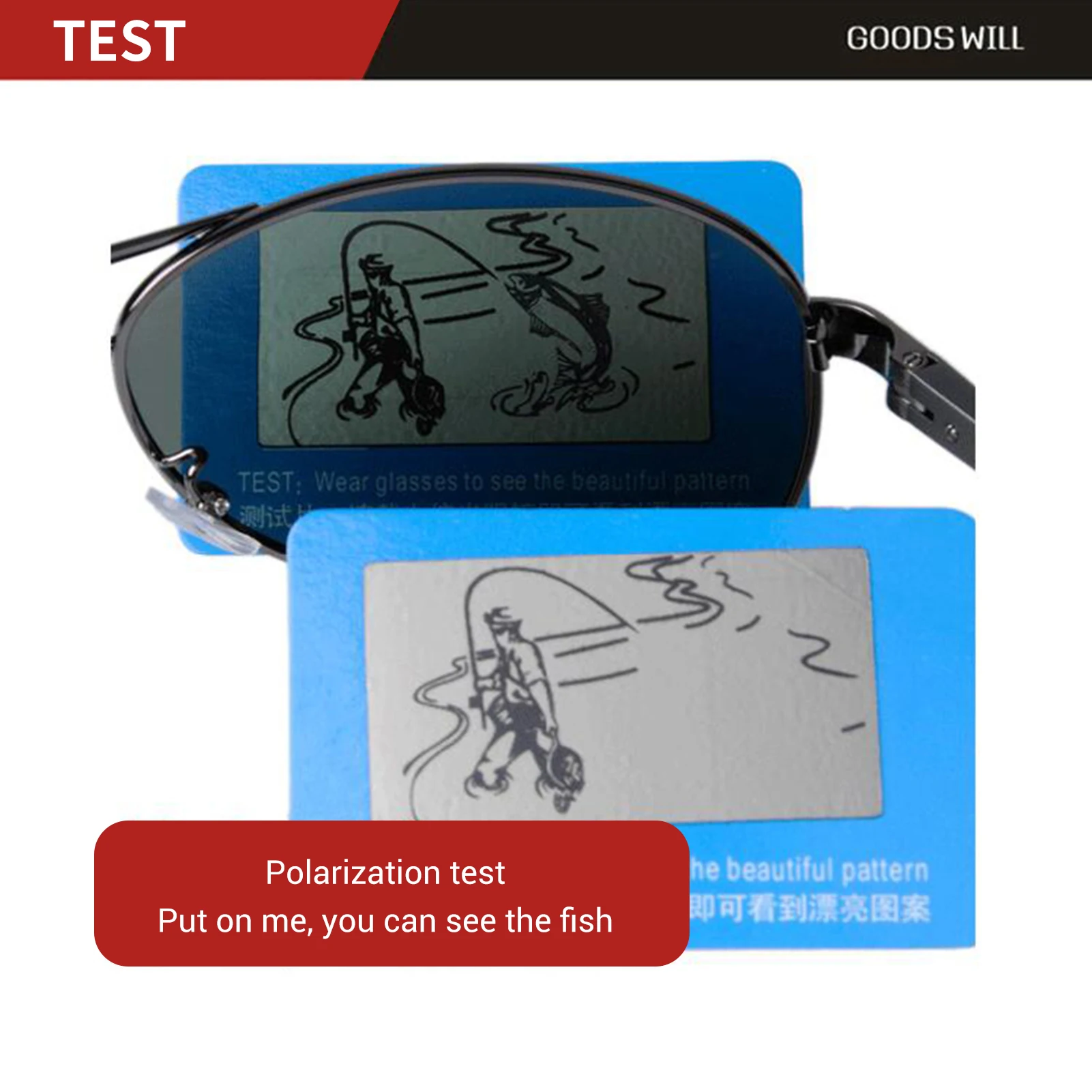 Polarized Sunglasses Tester Card PVA Material Lens Testing Tool Fishing Pattern for Skiing Hiking Travel Office Accessories