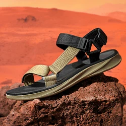 Classic Black Men's Outdoor Casual Sandals Anti-Slip Breathable Beach Holiday Sports Sandals for Summer Walking Size 40-45