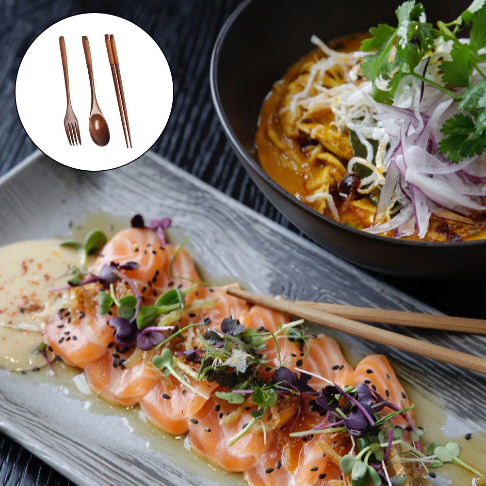 

1Set Portable Wood Cutlery Set Tableware Picnic Camping Fork Spoon Chopsticks Outdoor Utensils Tableware Set