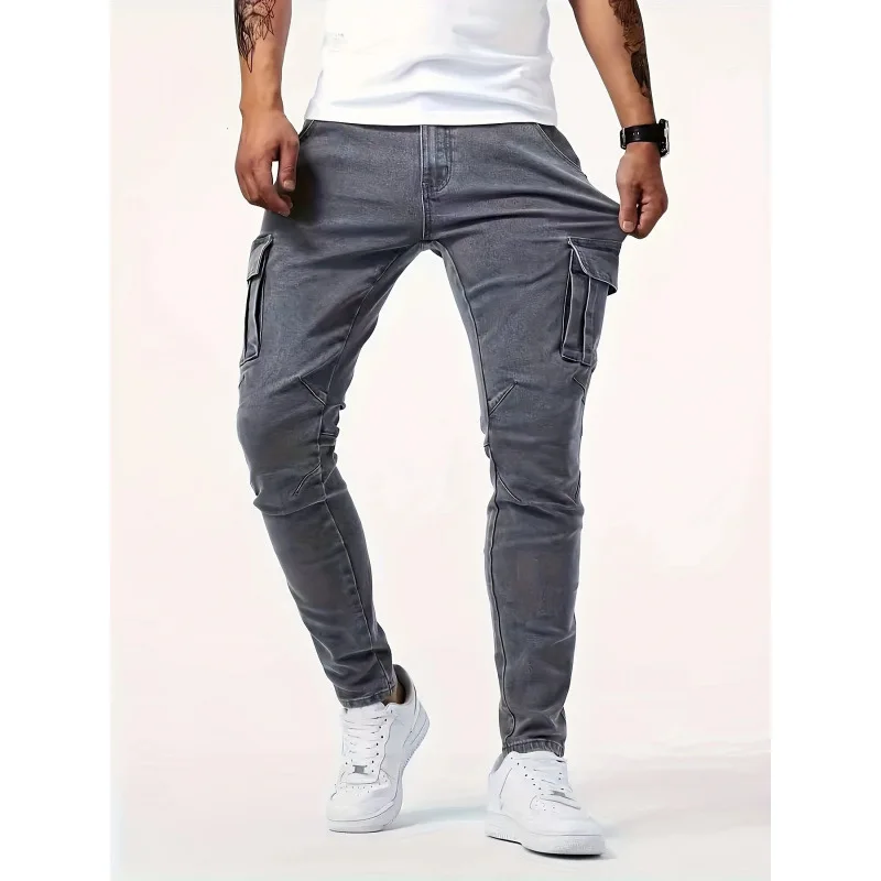

2026 Men's Cargo Casual Pants Men's Denim Cargo Pants Stretch Stylish Self-cultivation Comfort Classic Grey