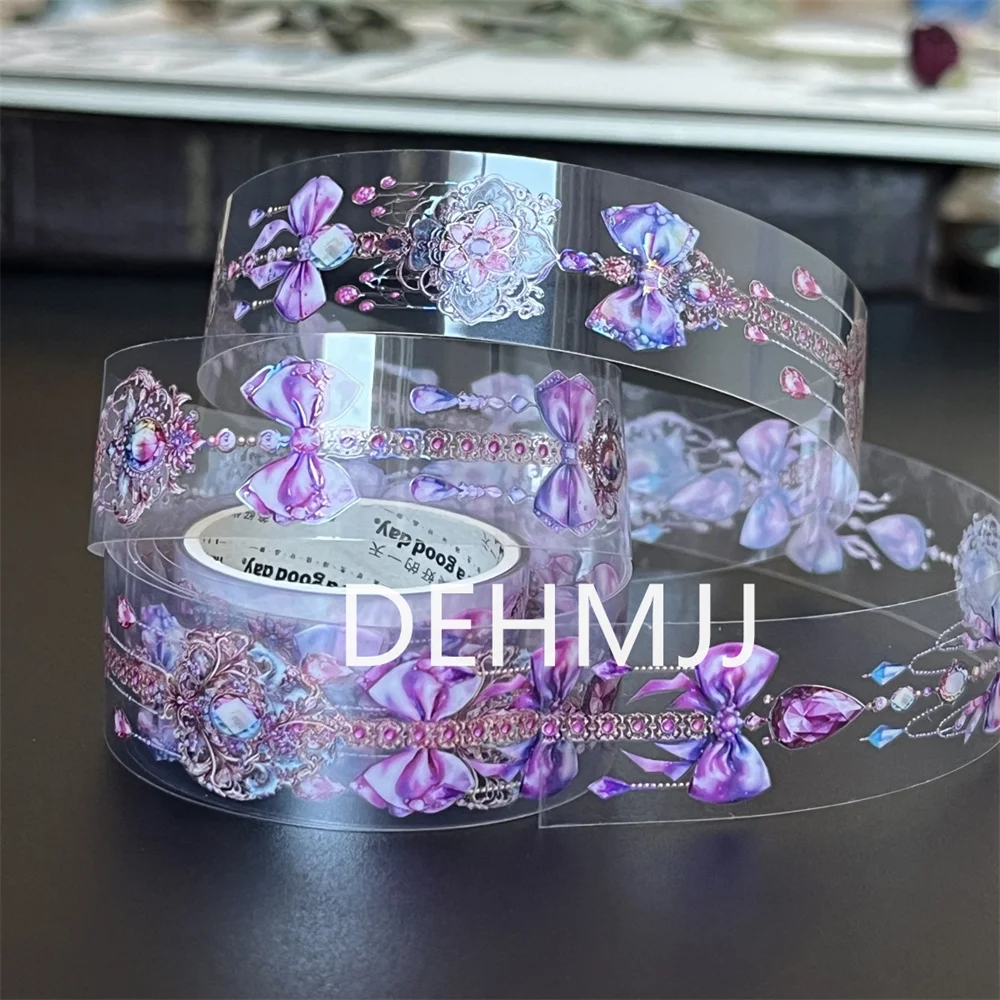 Fashion Jewelry Pattern DIY Decorative Scrapbook PET Tape Transparent Flashing Stationery Sticker Adhesive Tape Collage Journal