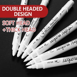 White Dual Tip Tecido Markers Set, Permanent Art Paint Canetas, Canetas para T-Shirts, Tênis, Lona, Bolsas, Crianças, Pintura Adulto