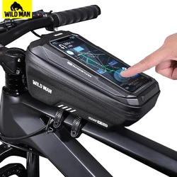 WILD MAN Mountain Bike Bag Front Handlerbar Bag Rainproof 6.7inch Mobile Phone Case Bicycle Top Tube Bag Cycling Accessories