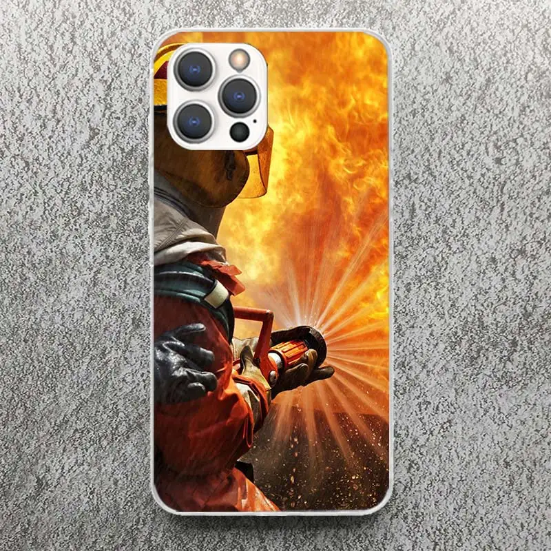 Firemen Hero Flame Phone Case For Apple iPhone 16 15 14 13 12 11 Pro Max Mini XS XR X 7 Plus 8 + SE Soft Silicone Print Shell Fo