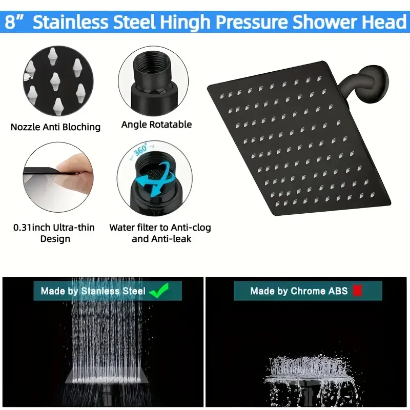 Imagem -05 - Handheld Shower Head Combo Chuva o Braço de Extensão Ajustável 11 de Alta Pressã