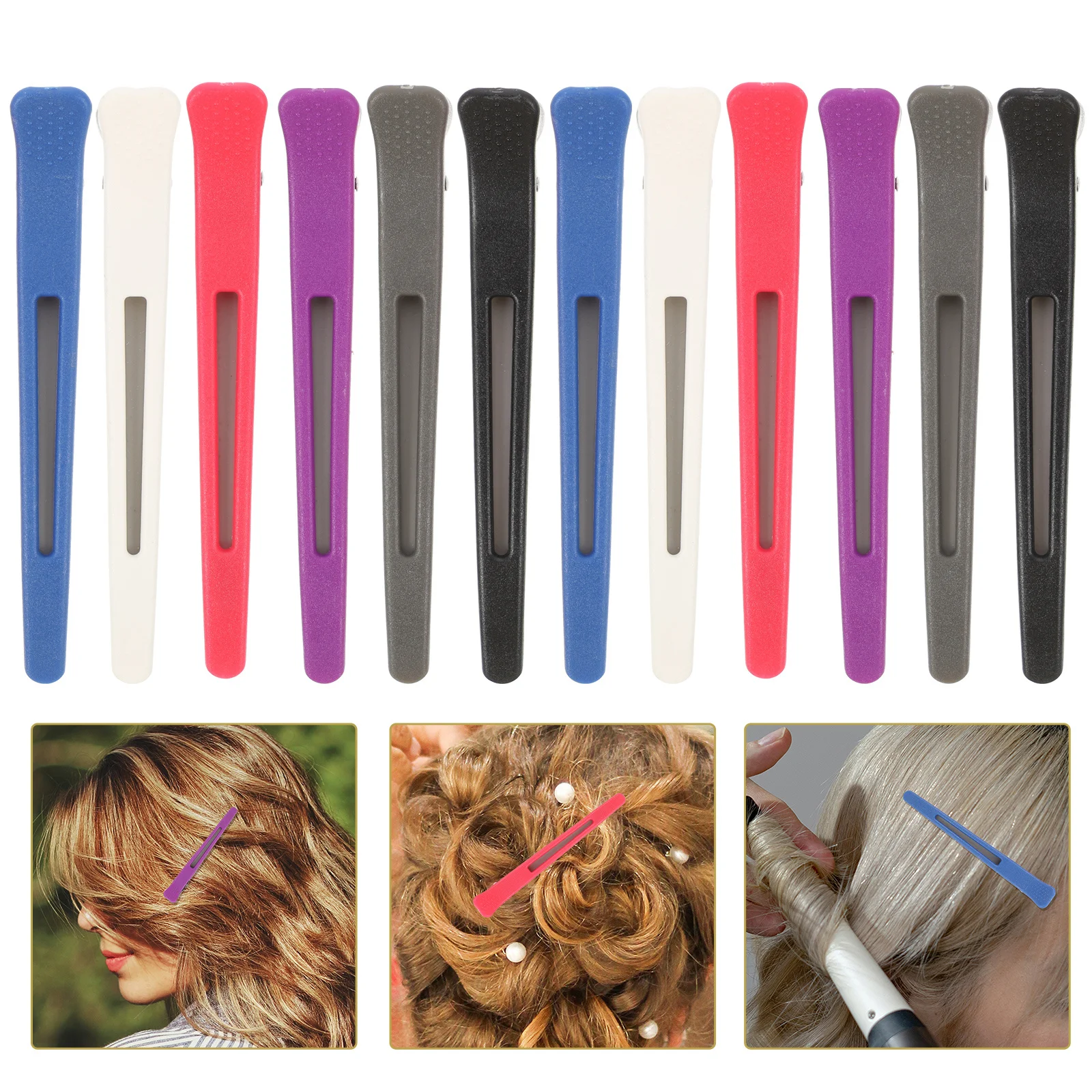 

12 шт., высококачественные парикмахерские зажимы, инструмент для укладки из кожи аллигатора для салона и домашнего использования, не повреждает плотно удерживают любой тип волос