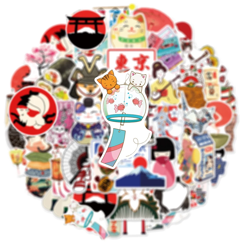 10/30/50pcs Japanese Landscape Cartoon Stickers Decals Waterproof Graffiti Scrapbooking Stationery Phone Retro Sticker Gifts