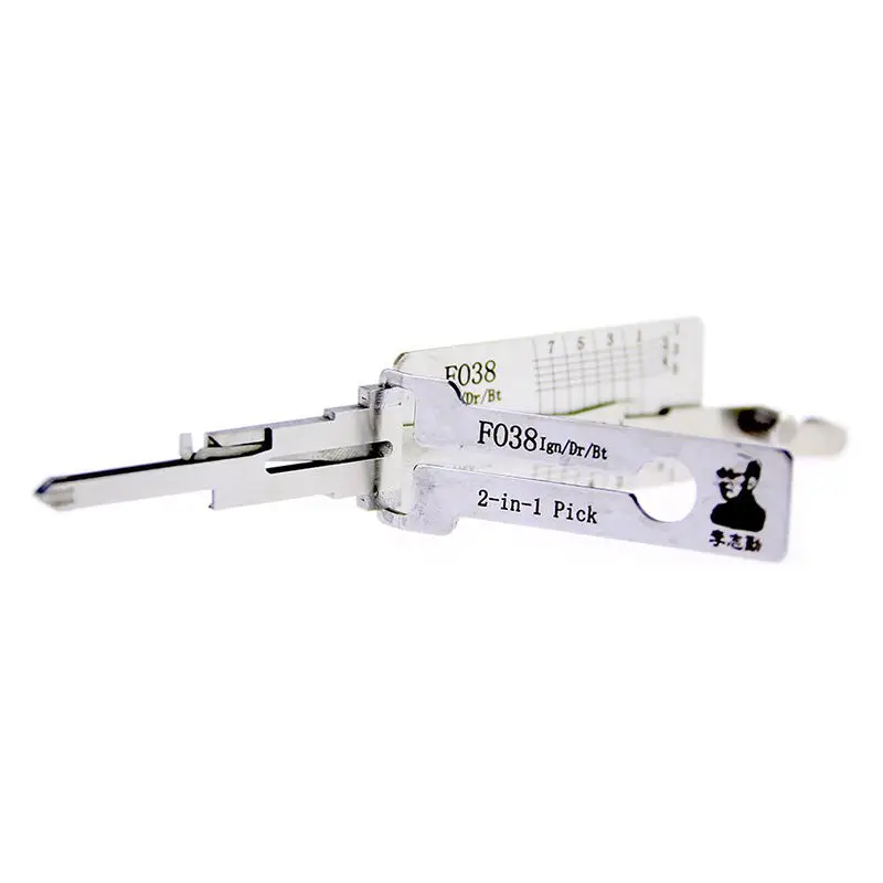 Original Lishi FO38 Ign/Dr/Bt 2 in 1 Locksmith Tool Lock Pick & Decoder Flat Milling for F-ord/F-150 Raptor/Edge/Explorer Models
