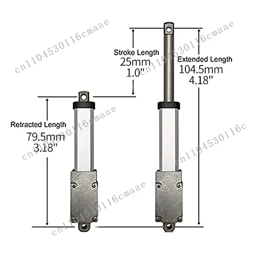 Miniature Linear Actuator 25mm Stroke 6V 12V 24V DC 5mm/s 188N 42lbs Metal High Force Micro Electric