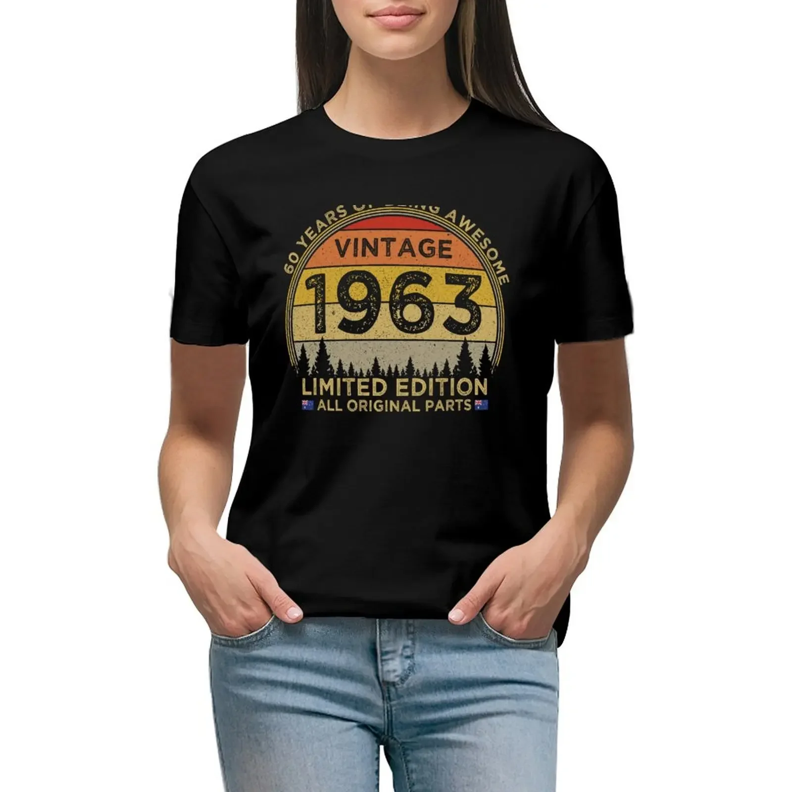 

60th Birthday Vintage 1963 Limited Edition Patriotic Australia T-Shirt customs oversized workout shirts for Women