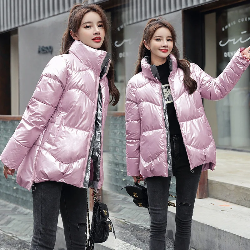 Winter Oversized Down Jacket 2020 New Women's Short Korean Version Glossy Cotton Jacket Loose and Slimming Cotton Jacket