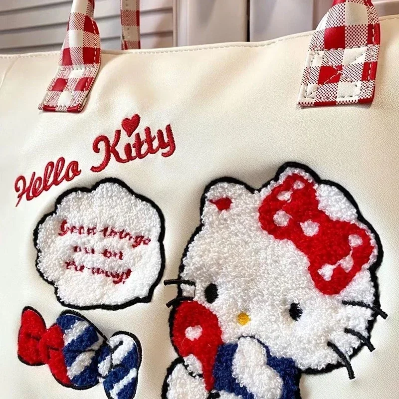 Sanrio płócienna torba damska moda o dużej pojemności Hello Kitty torebka kreskówka jeden torba na ramię na zakupy torba na ramię