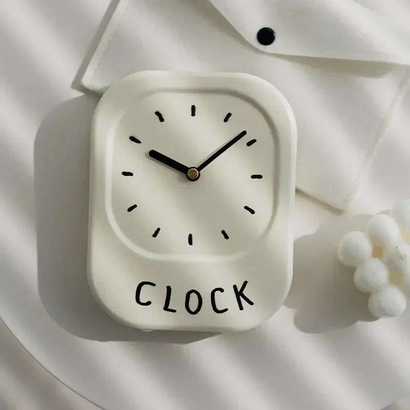 

Cute Silent Pendulum Clock Wall Hanging Table Clock Living Room Office Ins Style Cream Iron Art Bedroom Bedside Clock Decoration