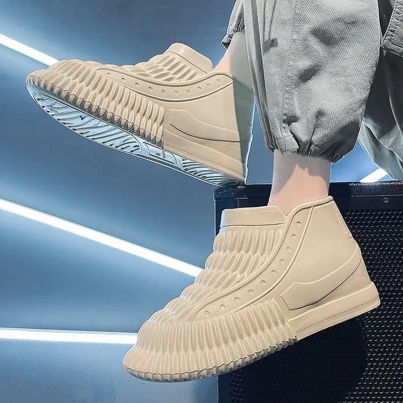 

Летняя мужская обувь до щиколотки, водонепроницаемые однотонные мужские резиновые сапоги на мягкой подошве, уличные нескользящие сапоги для взрослых на низком каблуке для рыбалки на грязи